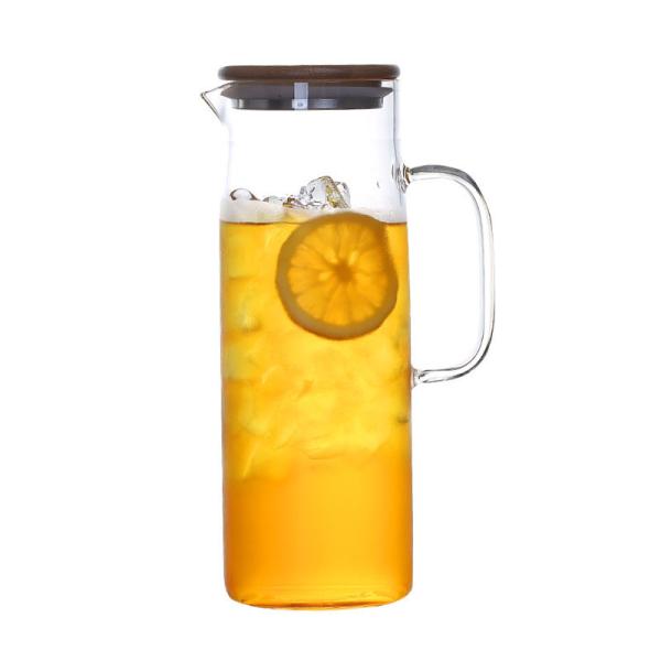 Buy cheap Heat Resistant Beverage Glass Water Pitcher Durable High With Bamboo Lid from wholesalers