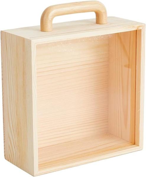 Toy Figure Display Box Wood Craft Shadow Boxes Transparent Acrylic Sliding Lid