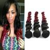 Buy cheap Natural Red Human Hair Extensions Ombre 1B / 99J Loose Wave Hair 10"-30" from wholesalers
