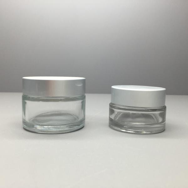 Buy cheap 50g 20g Cosmetic Packaging Clear Glass Cream Jar With Aluminum Cap from wholesalers