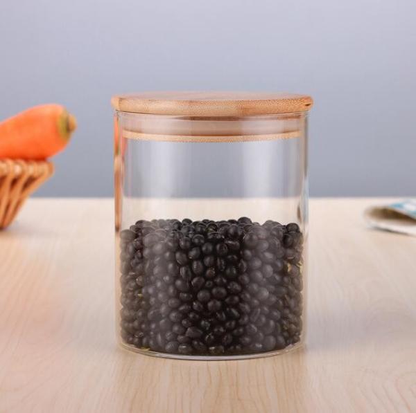 Buy cheap storage glass jar,heat-resistant glass jar, borosilicate glass jar with bamboo lid from wholesalers