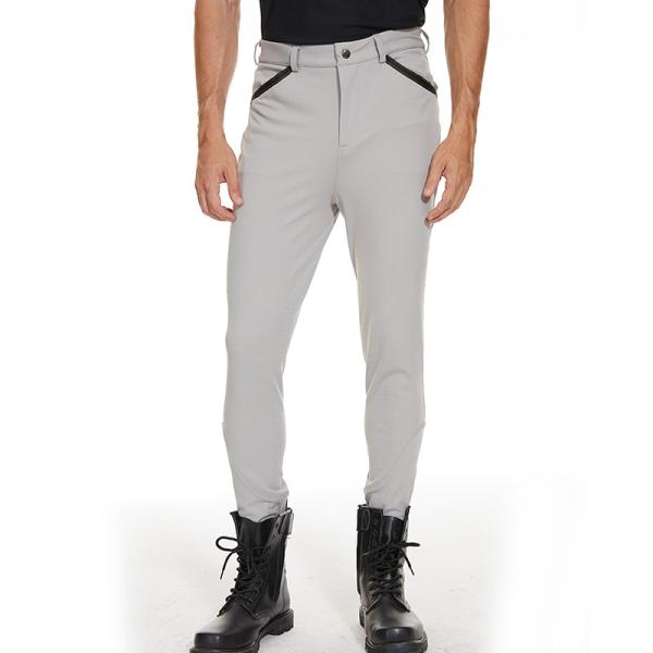 Buy cheap Gray XL Men Equestrian Leggings Polyester Knee Silicone Horse Riding Breeches Pocket from wholesalers