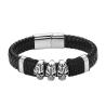 Buy cheap Customization fashion jewelry black leather bracelet magnetic stainless steel bracelet from wholesalers