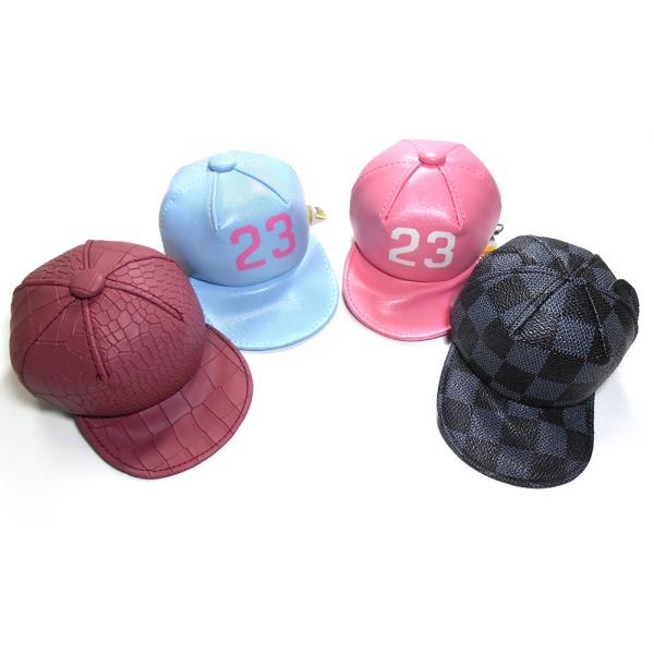 Buy cheap Cap Zippered Embossed Logo Mini Coin Purse Keychain Black For Women from wholesalers