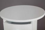 Apartment White Wood Round Coffee Table Glossy White Finished With Drawer