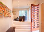 Double Leafs Israel Solid Wood Exterior Front Doors Tempered Glass For Villas