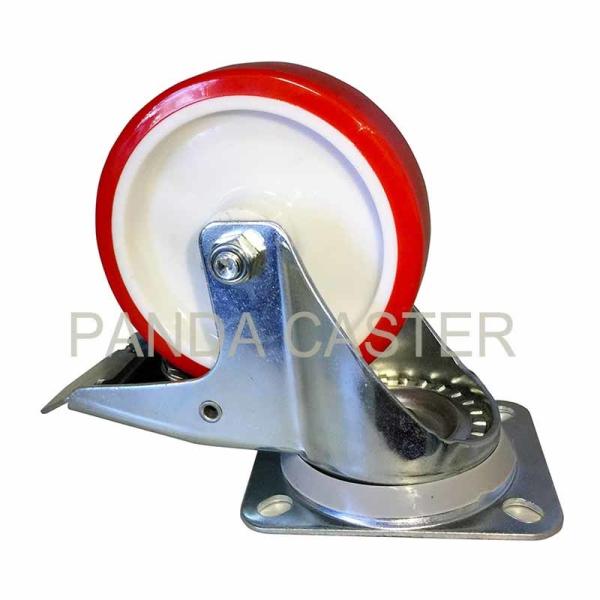 Buy cheap 660Lbs 300 Kg Industrial Caster Wheels Euro Style Red Polyurethane Wheel from wholesalers