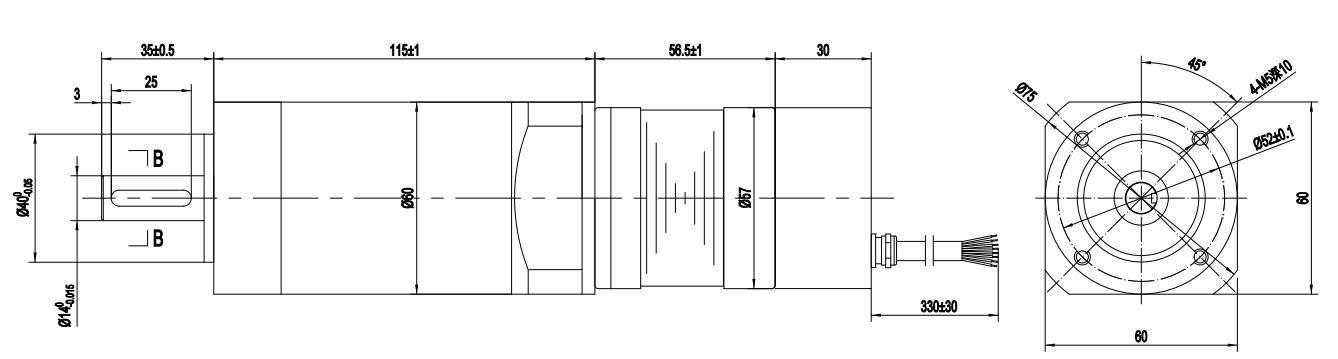 Nema23 57BL03B-048AG200 Dc Integrated Brushless Motor With Gearbox 24V 25N.M 15Rpm