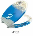 sealife polyresin decorate sanitary ware toilet seat with zinc hinge,round
