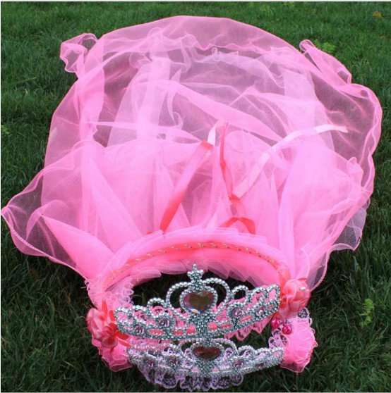 Children's crown veil, girls head flower veil headband, wedding princess wreath, wedding photography floor headdress hai