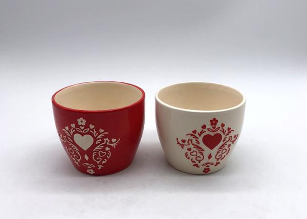 Buy cheap Strong Dolomite Glazed Finished Ceramic Houseware Red And White Bowls Embossed Design from wholesalers