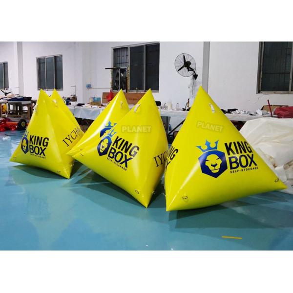 Triathlon Race 1.2m Yellow Triangle Inflatable Marker Buoy With Logo