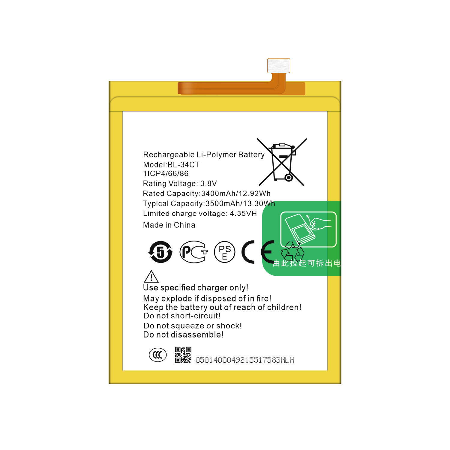 High Capacity KB8 Spark 3 Pro Battery BL-34CT for Tecno Spark Youth KA6 Mobile Phone Accessory