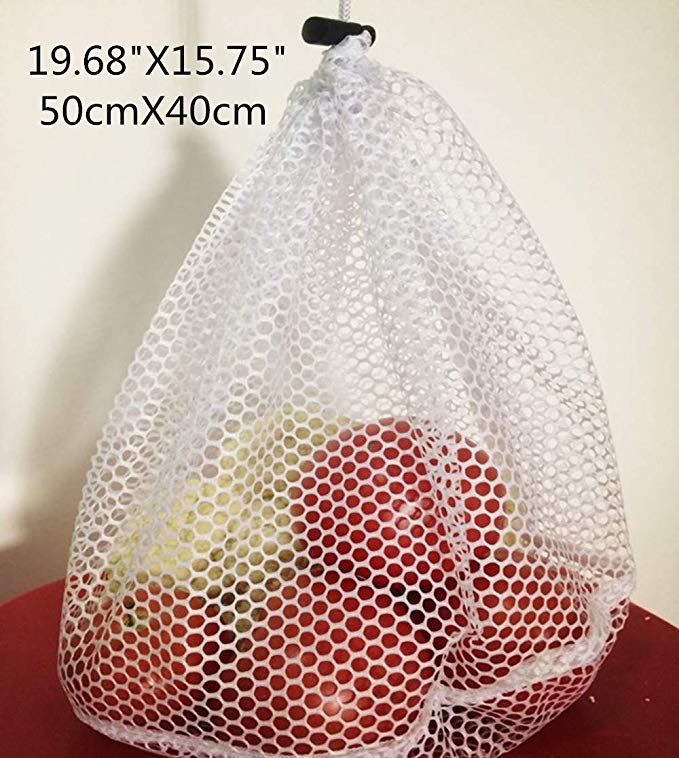 Polyester Mesh Drawstring Bags , Drawstring Produce Bags Double Stitched For Fruits Vegetables