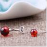 Buy cheap 925 Sterling Silver Double Garnet Hoop Earrings (XH0488) from wholesalers