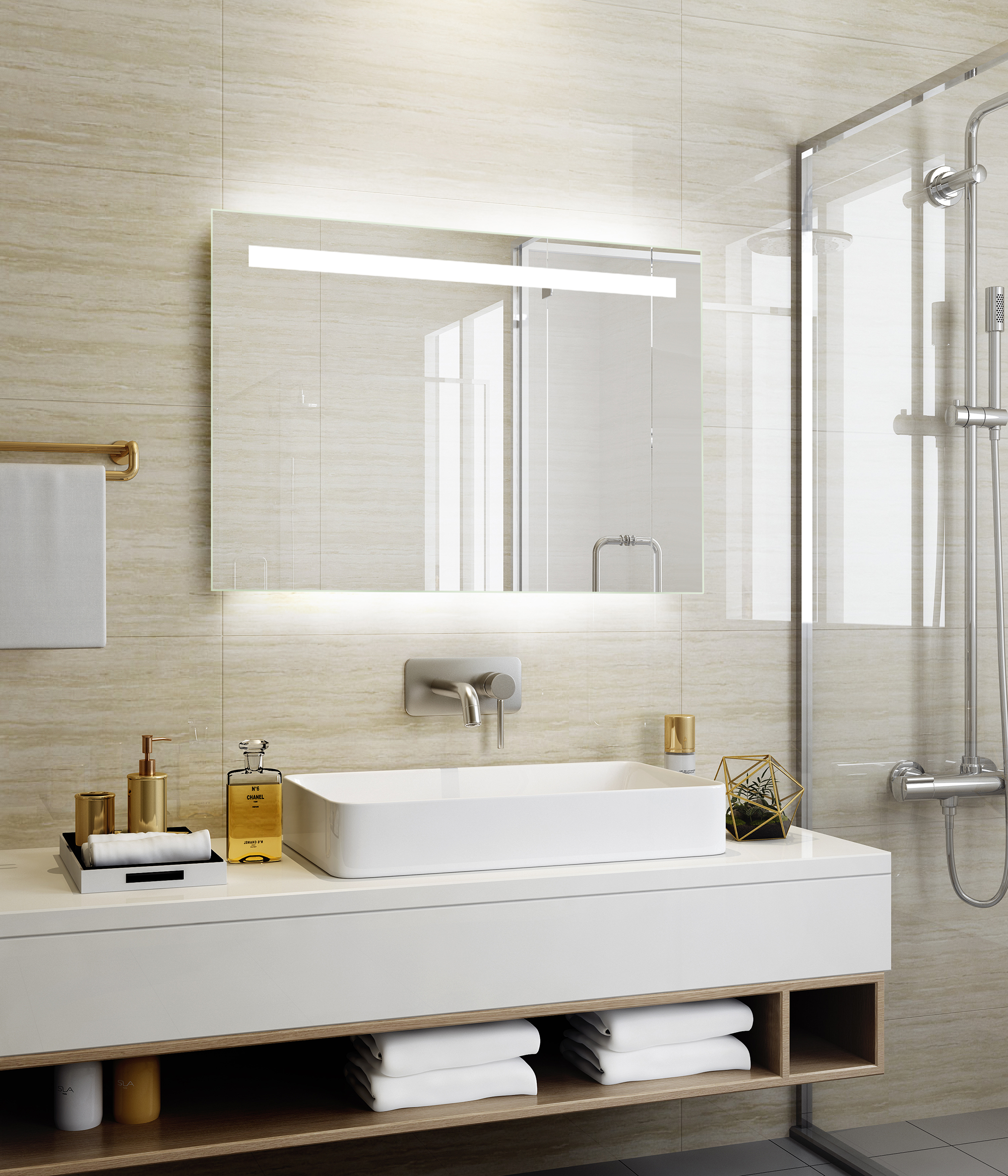 Dot Shape Touch Led Bathroom Mirror Explosion Proof Smart Touch Led Mirror