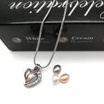 Top Grade Women Pearl Heart Cage Zircon Pendant Necklace for Birthday Gift