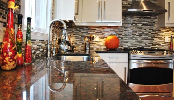 Buy cheap Coffee Brown Granite Kitchen Stone Slab Countertop Table Top Polished Brushed from wholesalers