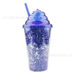 Cream Straw Cup Girl-Themed Plastic Double-Layer Water Cup Gift Logo Customizati