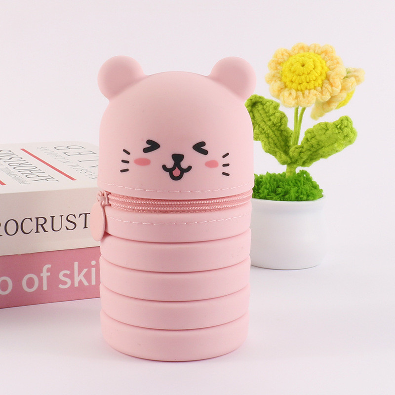 Collapsible Silicone Pencil Box Easy To Clean Waterproof Stationery Supplies