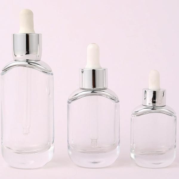 Buy cheap Oval Glass Empty Dropper Bottles Clear Skin Care Essential Oil Customized Logo from wholesalers