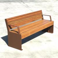 Buy cheap Contemporary Urban Street Rust Finish Corten Steel Bench With Wood Seat product