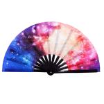 Women Men Bamboo And Nylon Cloth Folding Hand Fan Festival For Party