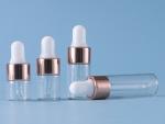 Transparent Rose Gold Glass Dropper Bottle 1ml 2ml 3ml 5ml Essential Oil Sample