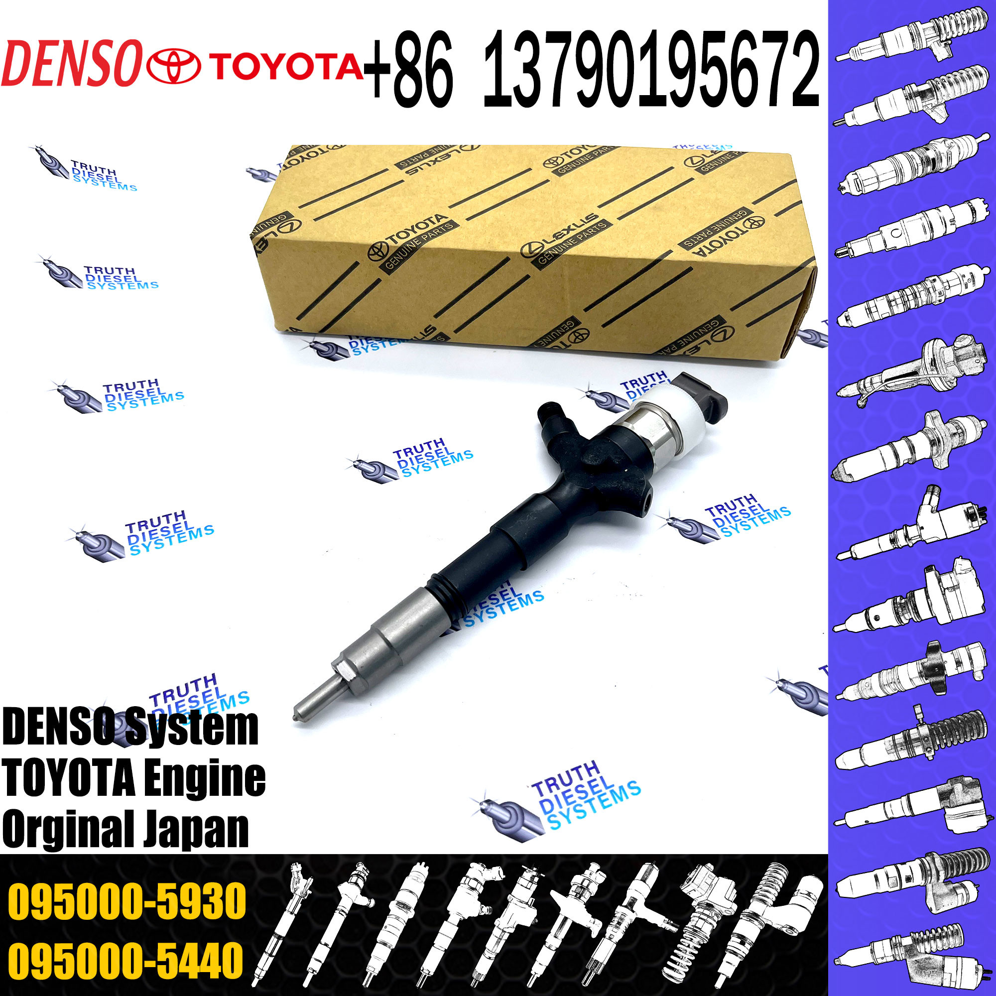 common rail injector 095000-5930 for toyota truck diesel pump injector 23670-09060 for toyota high pressure engine