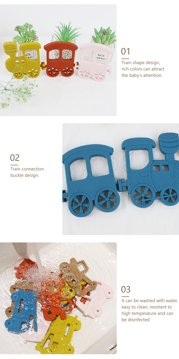 Little Train Silicone Baby Teether For Necklace Toy Non Toxic