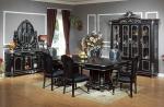 6 Seat Black Round Luxury Wood Dining Room Sets Solid Wood Dining Table And