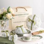 European And British Influence Green Porcelain Dinnerware Set For Sustainable