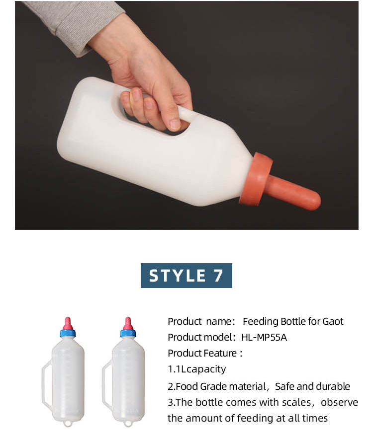 1000ml Convenient Hanging PP Goat Feeding Bottle with Soft Rubber Nipple