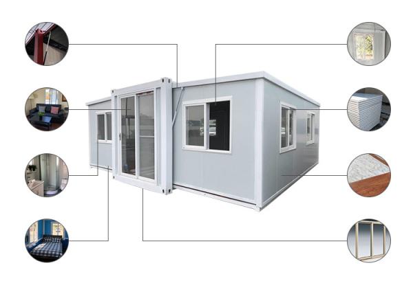 Expandable Container House 56 Square Meter Floor Area 50mm Rockwool Sandwich