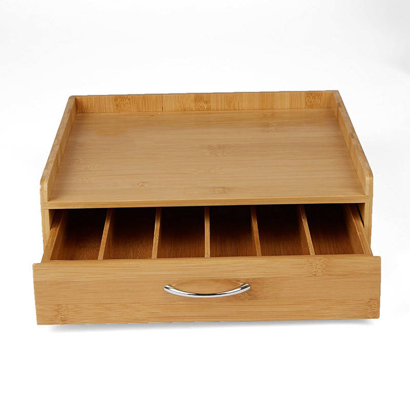 Sustainable Bamboo Coffee Capsule Tea Storage Boxes with Drawer Eco-Friendly Choice