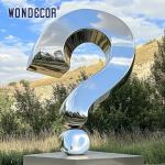 Large scale modern landmark symbol sculpture, polished stainless steel question