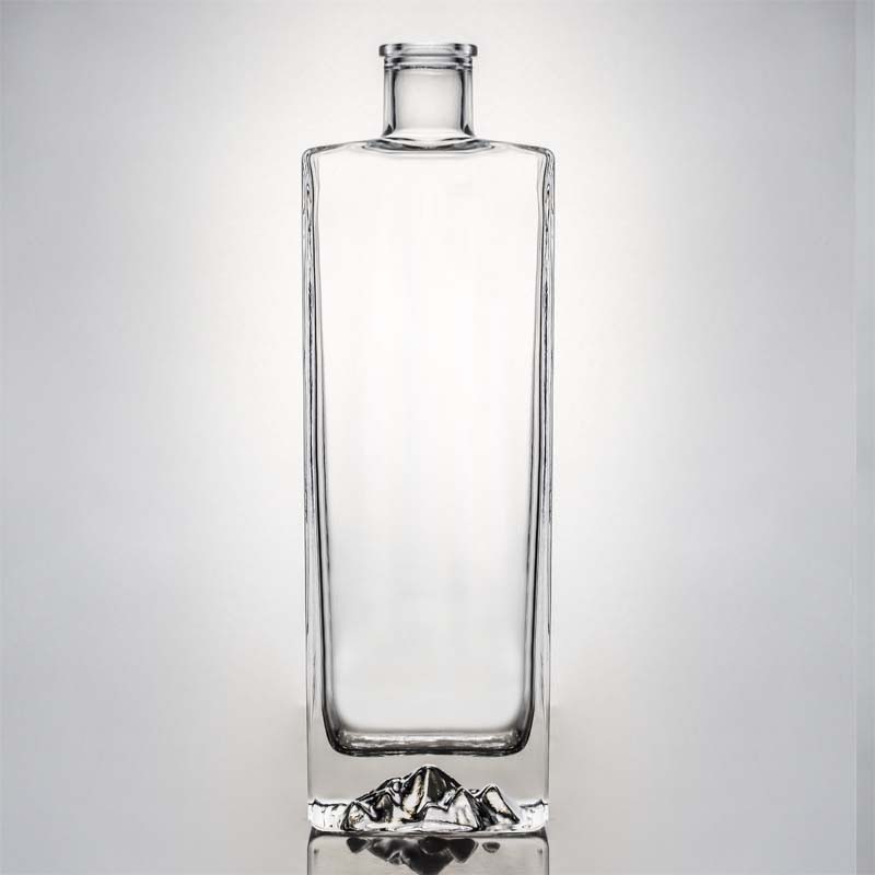 Custom Cap Square Shape Glass Bottle for Industrial Liquor Rum Vodka Whisky Tequila Gin