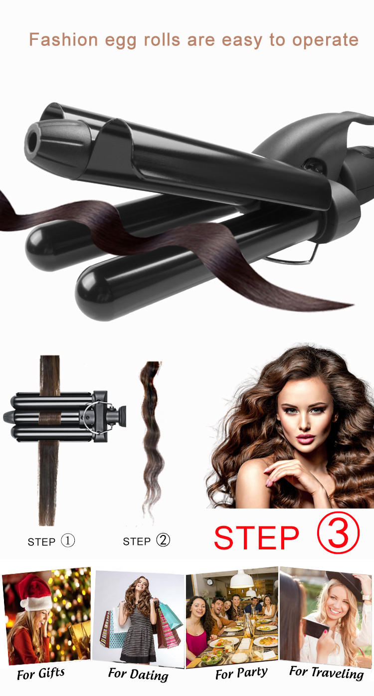 Salon Use Three Barrel Hair Waver 140-430f With Automatic LCD Display