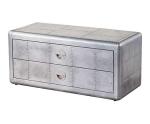 Polished Aluminum Aviator Coffee Table End Table With 2 Drawers