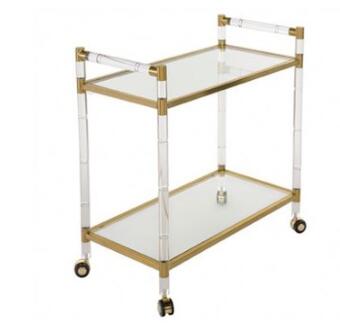 Wedding Catering minimalist Bar Serving Cart Metal Glass Tea Wine Serving Trolley
