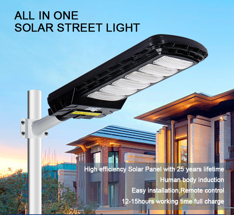 Motion Sensor All In One Solar LED Street Light 50W 100W 200W IP65 Waterproof Landscape Lamp