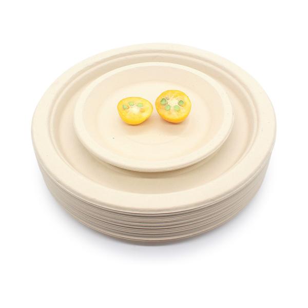 Buy cheap LFGB EU 14cm Handpainted Food Takeaway Boxes 5.5 Inch Round Sugarcane Bagasse Plates from wholesalers