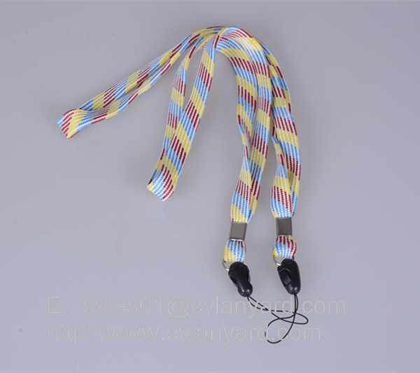 polyester neck strap lanyard with metal sheet crimp