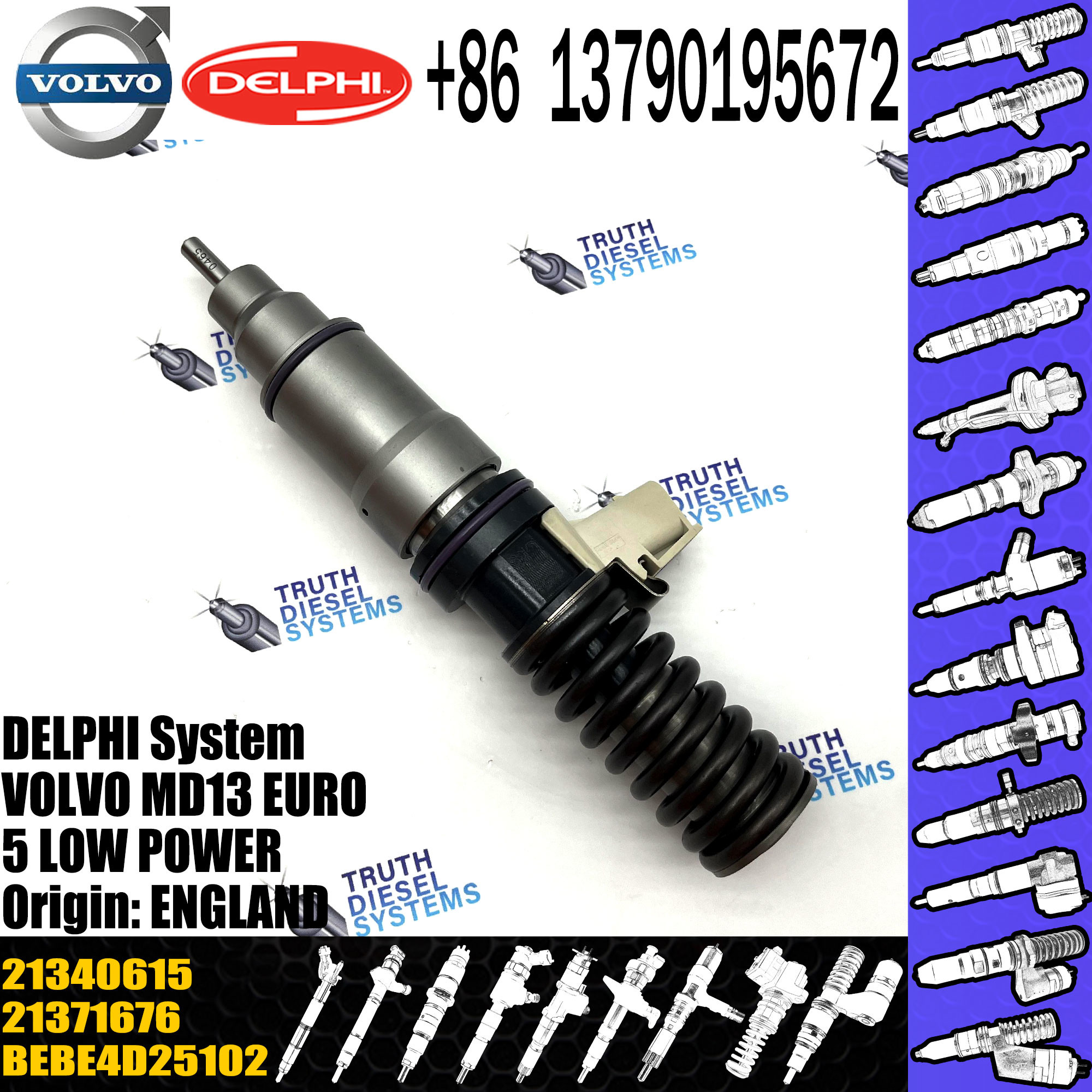 common rail injector 21340615 BEBE4D25002 for VOL truck D13C fo VOL Penta MD13 injector nozzle 21340615 BEBE4D25002