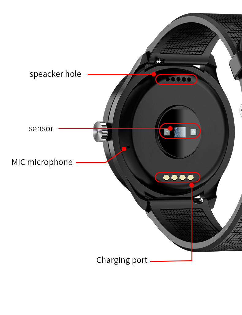 Music Player Men Wrist ECG Smart Watch 240*240 Screen 316L Stainless Steel Case