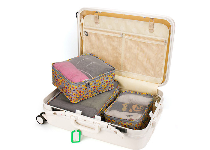 Water Resistant Travel Organizer Bag Nylon 3pcs Set Packing Cubes Shape With Zipper