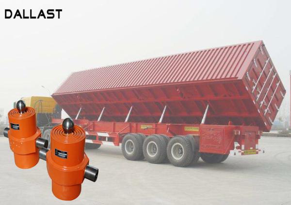 Quality Single Acting Hydraulic Cylinder , Telescopic Chrome Hydraulic Lift Cylinders for Side Dumper for sale