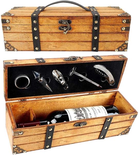 Buy cheap Embossing Wooden Wine Box Leatherette Straps Handmade Wooden Wine Glass Box from wholesalers