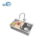 commercial topmount handmade house kitchen sink single bowl SUS304 stainless