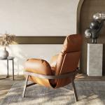 Buy cheap Modern Leisure Relax Leather Chair With Ottoman Stainless Steel Base from wholesalers